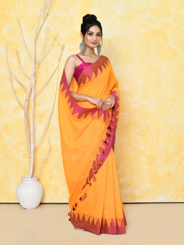 Orange pure cotton saree