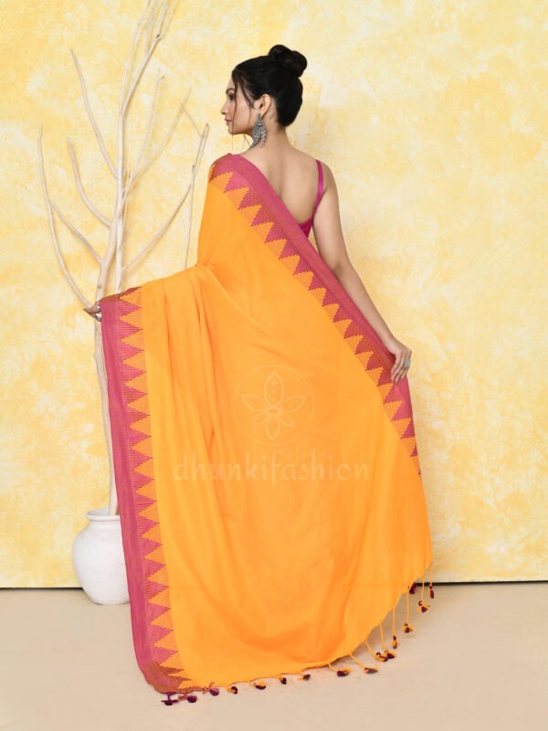 Orange pure cotton saree