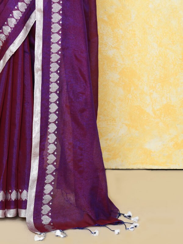 Purple tissue saree with zari work