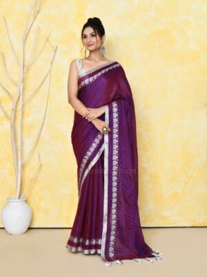 Purple Zari Tissue Saree