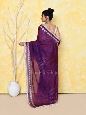 Purple Zari Tissue Saree