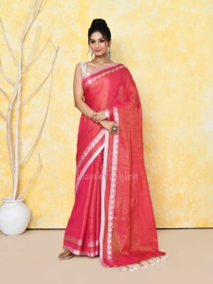 Red Zari Tissue Saree