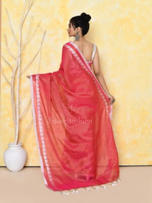 Red Zari Tissue Saree