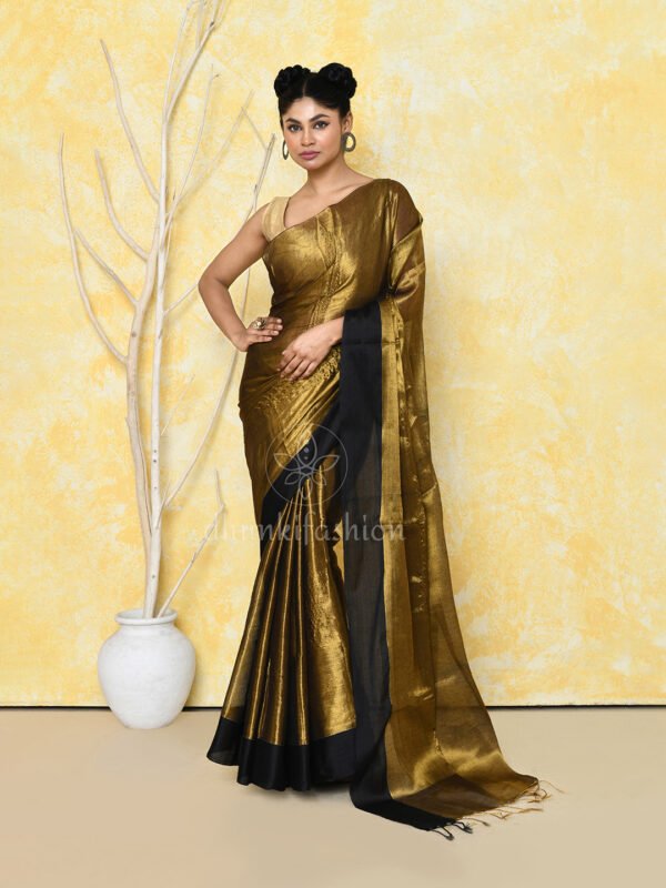 Golden tissue saree