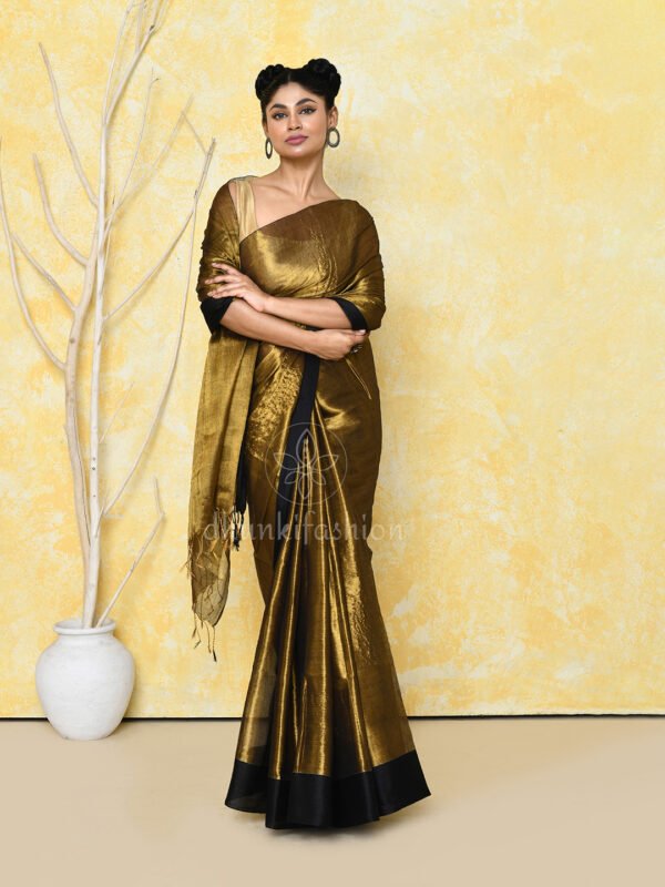 Golden tissue saree