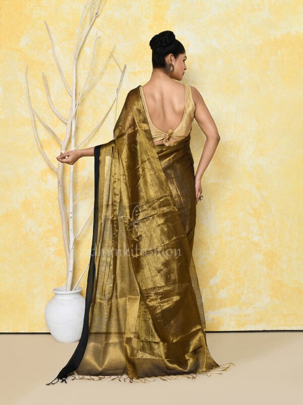 Golden tissue saree