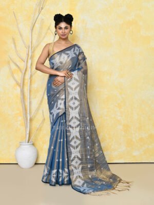 Skyblue Tissue Jamdani Saree