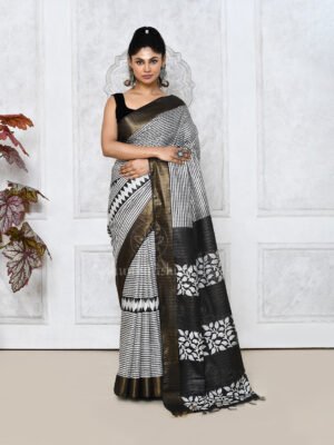 Black Block Printed Saree