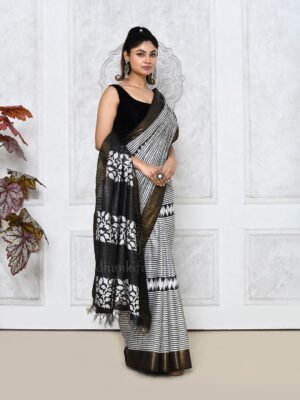 Black Block Printed Saree