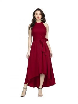 Maroon Halter Neck Gown