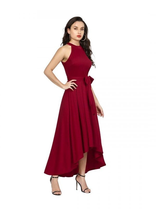 Maroon Halter Neck Gown - Image 3