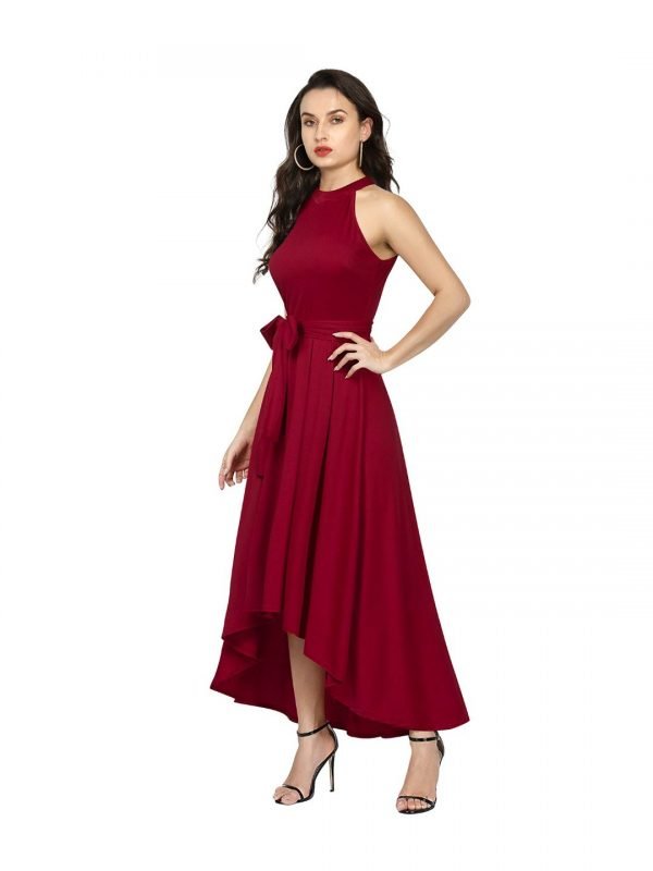 Maroon Halter Neck Gown - Image 2