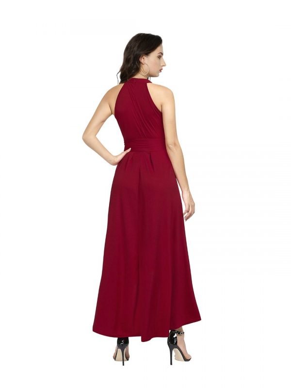 Maroon Halter Neck Gown - Image 4