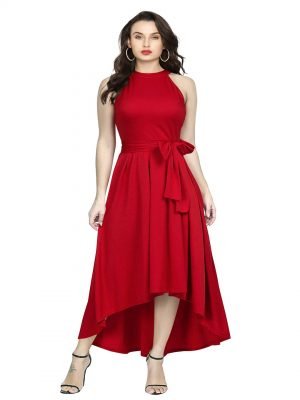 Deep Red Halter Neck Gown