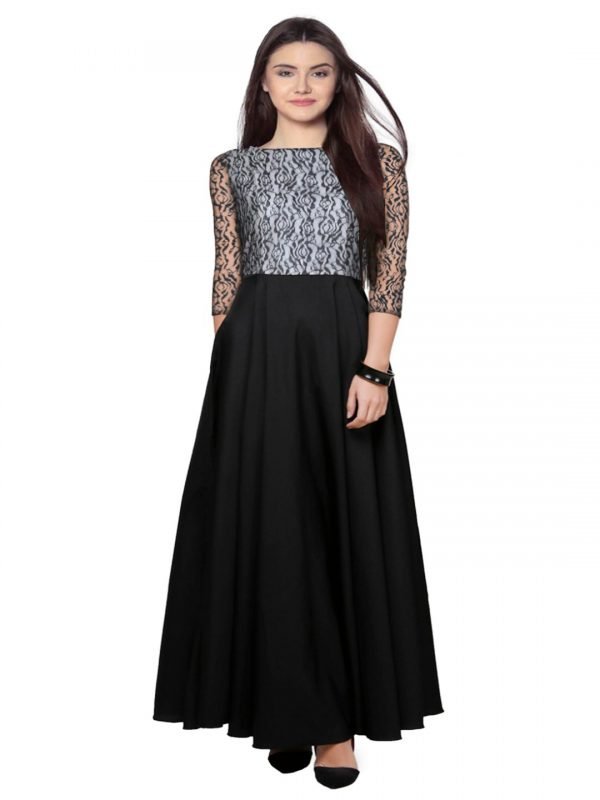 Lace black and white party gown