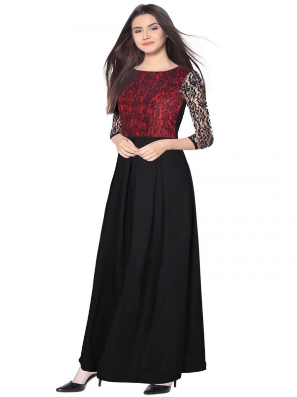 Maroon Lace Gown - Image 3