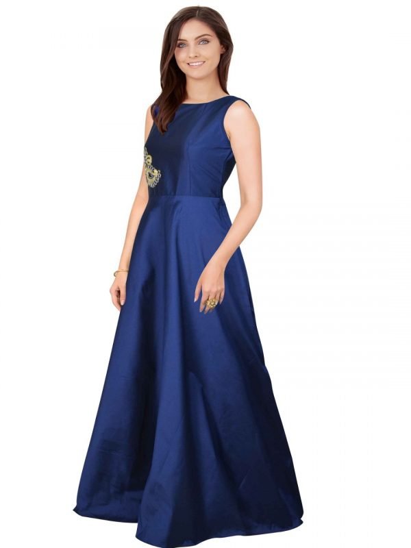 Paris Blue Taffeta Gown - Image 3