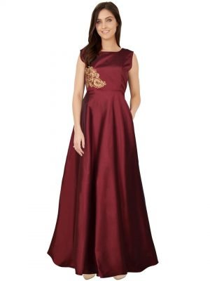 Maroon Taffeta Gown