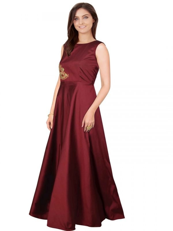 Maroon Taffeta Gown - Image 3