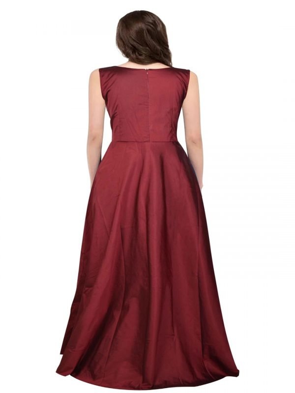 Maroon Taffeta Gown - Image 4