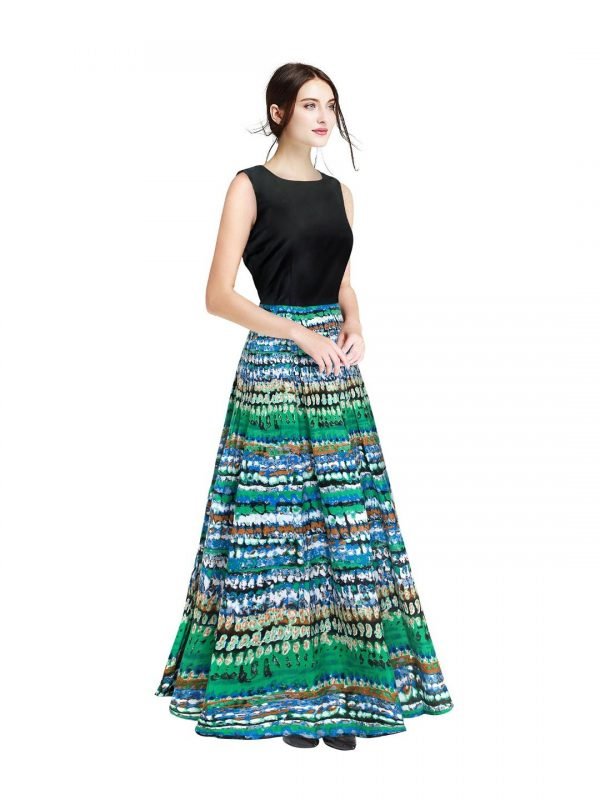 Green Printed Gown - Image 3