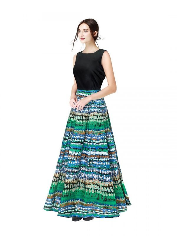 Green Printed Gown - Image 2