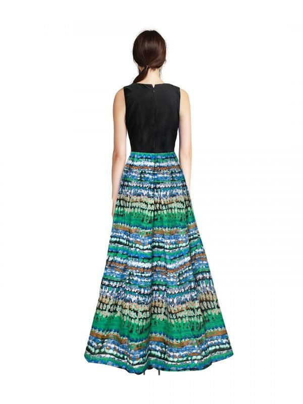 Green Printed Gown - Image 4