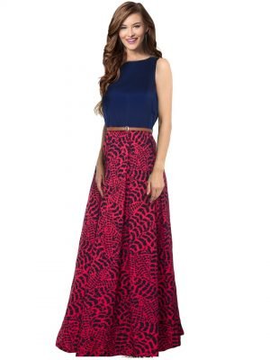 Dark Pink Printed Gown