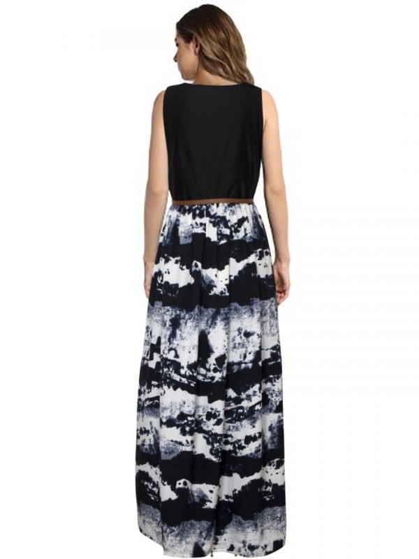 Black Printed Crepe Gown - Image 4