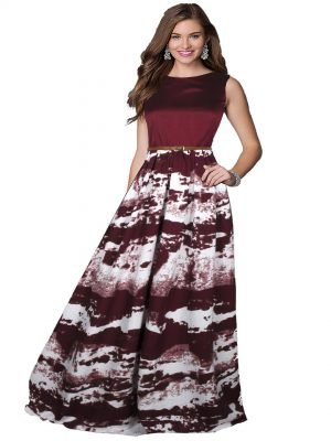 Maroon Printed Gown