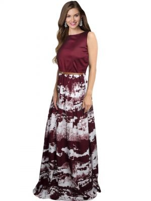 Maroon Printed Gown