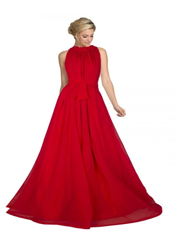 red halter neck gown