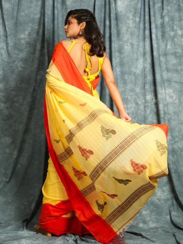 Yellow Handloom Stripes Saree