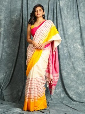 White Check Handloom Saree