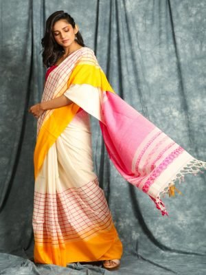 White Check Handloom Saree