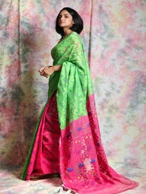 Green Patli Jamdani Saree