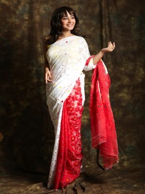 White Patli Jamdani Saree