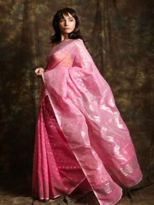 Pink Jamdani Minakari Saree