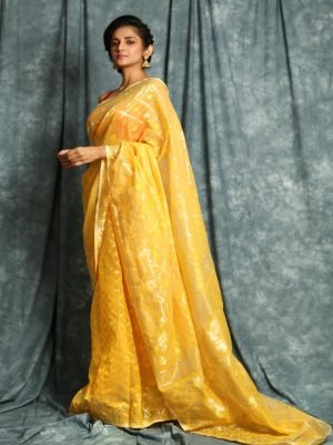 Yellow Jamdani Minakari Saree