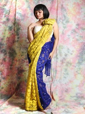 Yellow Patli Jamdani Saree