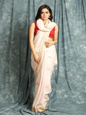 Pink Linen Saree