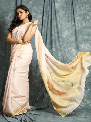 Pink Linen Saree