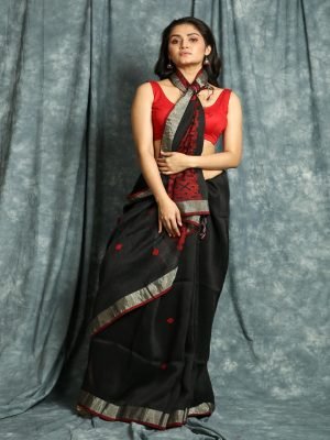 Black Linen Saree