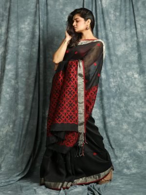 Black Linen Saree