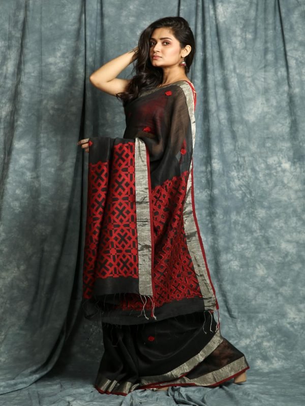 Black Linen Saree