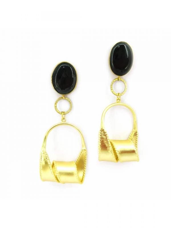 Black Twisted Chandeliers Earrings