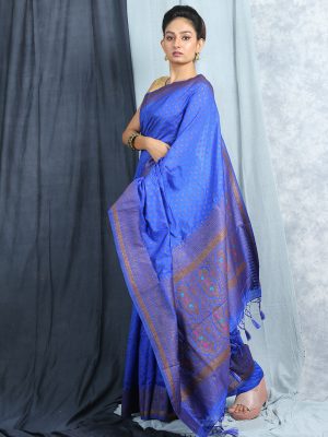 Blue Silk Tanchoi Saree