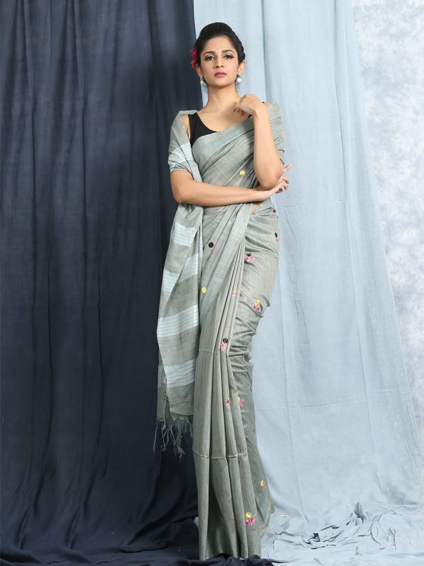 baswada silk embroidery sari