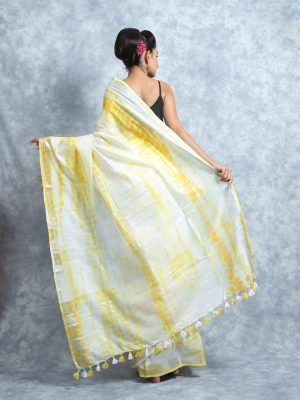 Yellow Tie And Dye Linen Sari