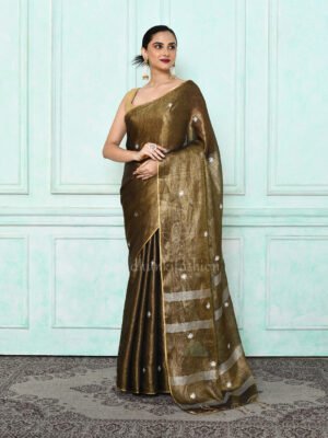Black Tissue Linen Saree